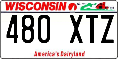 WI license plate 480XTZ