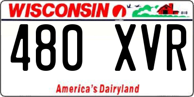 WI license plate 480XVR