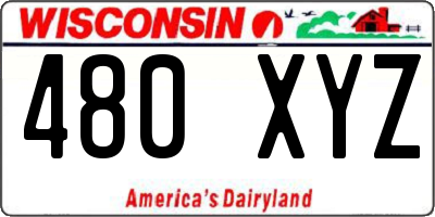 WI license plate 480XYZ