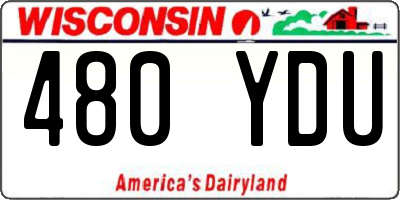 WI license plate 480YDU