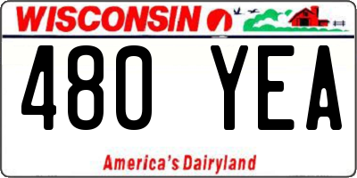 WI license plate 480YEA