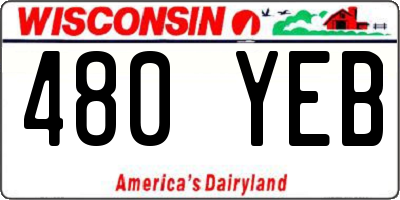 WI license plate 480YEB