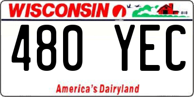 WI license plate 480YEC