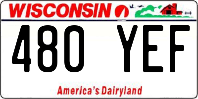 WI license plate 480YEF