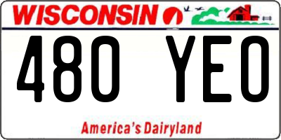 WI license plate 480YEO