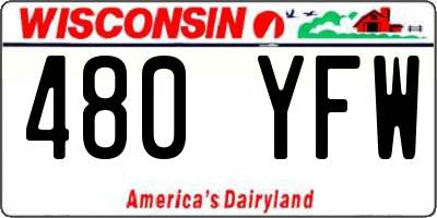WI license plate 480YFW