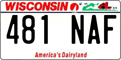 WI license plate 481NAF