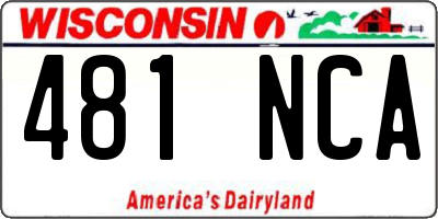 WI license plate 481NCA