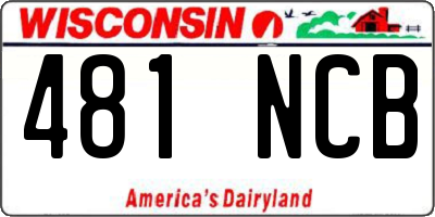 WI license plate 481NCB