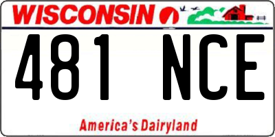 WI license plate 481NCE