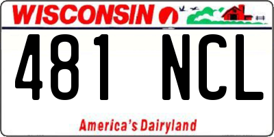 WI license plate 481NCL