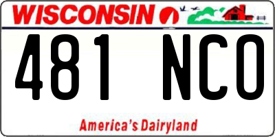 WI license plate 481NCO