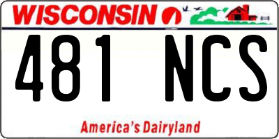 WI license plate 481NCS