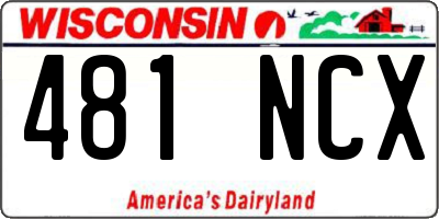 WI license plate 481NCX
