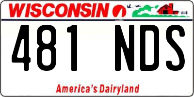 WI license plate 481NDS