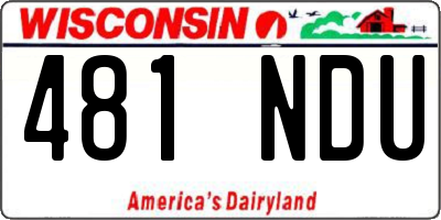 WI license plate 481NDU
