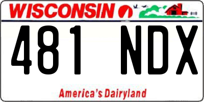 WI license plate 481NDX
