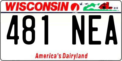 WI license plate 481NEA