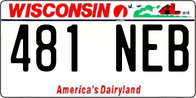 WI license plate 481NEB