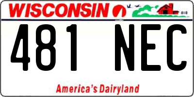 WI license plate 481NEC