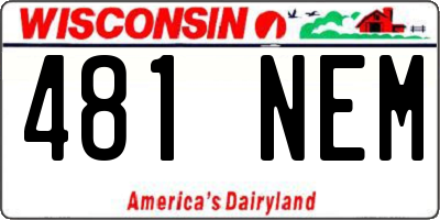 WI license plate 481NEM