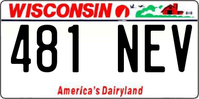 WI license plate 481NEV