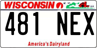 WI license plate 481NEX