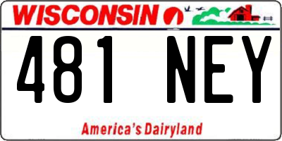WI license plate 481NEY