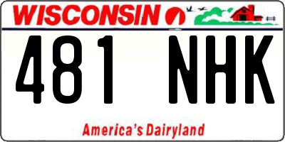 WI license plate 481NHK