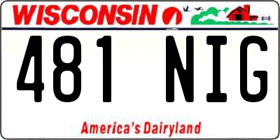 WI license plate 481NIG
