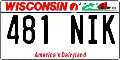 WI license plate 481NIK