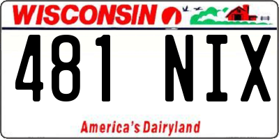 WI license plate 481NIX