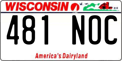 WI license plate 481NOC