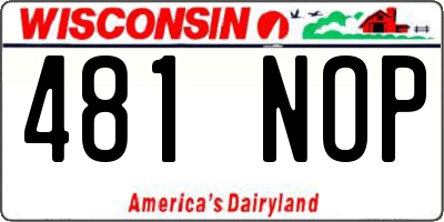 WI license plate 481NOP