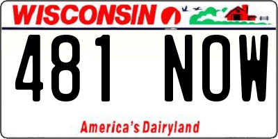 WI license plate 481NOW