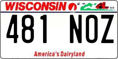 WI license plate 481NOZ