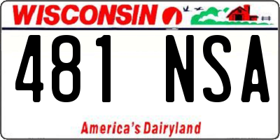 WI license plate 481NSA