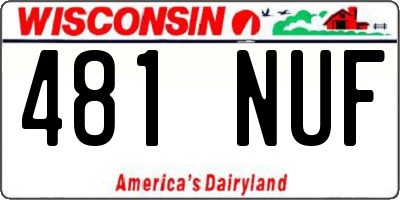 WI license plate 481NUF