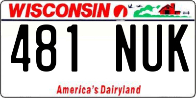 WI license plate 481NUK