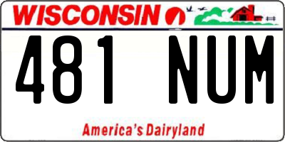 WI license plate 481NUM