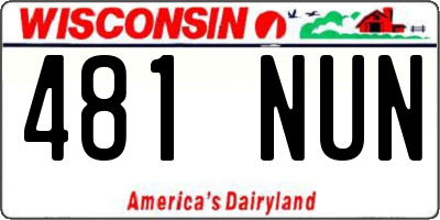 WI license plate 481NUN