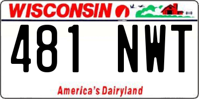 WI license plate 481NWT