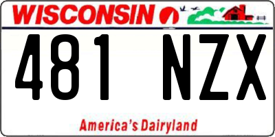 WI license plate 481NZX