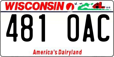 WI license plate 481OAC