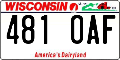 WI license plate 481OAF