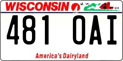 WI license plate 481OAI
