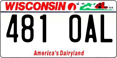 WI license plate 481OAL