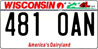 WI license plate 481OAN