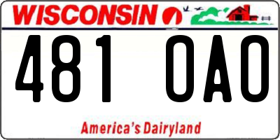 WI license plate 481OAO