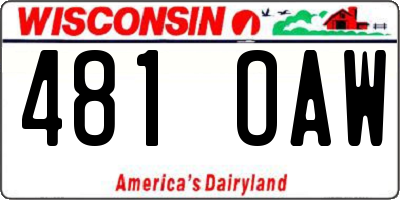WI license plate 481OAW